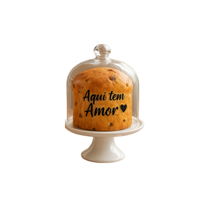Porta Panetone de Vidro e bambu - 2 Unidades - Escolha sua Personalização